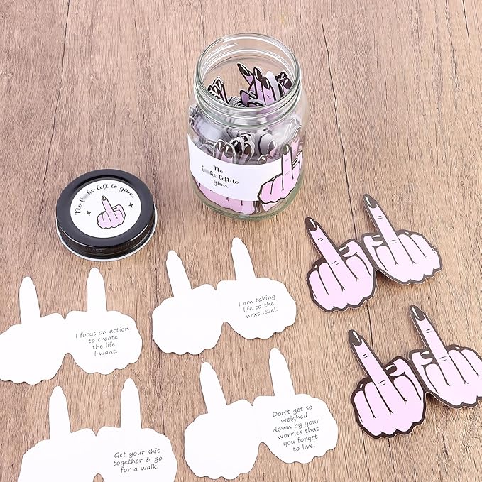 60 PCS Positive Cards Jar, Emotional Support Jar, Funny Affirmation Cards, Inspirational Gifts for Women, Cheer Up Gifts, Funny Positive Gift for Women, Teen Girl