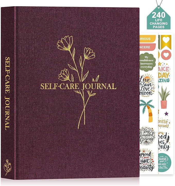 Lanpn Self Care Journal for Women, Self Love Guided Journals with Prompts, Daily Reflection Wellness & Gratitude Planner, 5 Minute Mental Health Notebook, Mindfulness Mood Log, 240 Pages, Purple