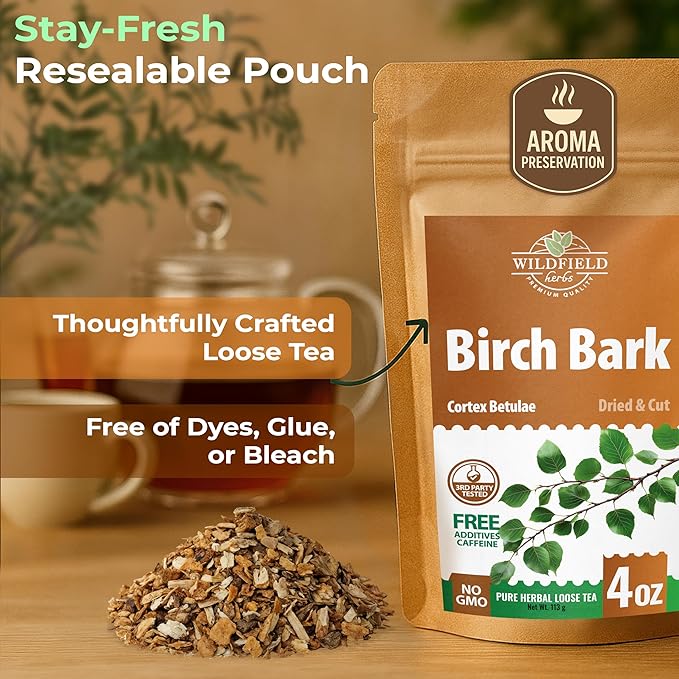 4 oz. Birch Bark Herbal Tea (Betulae Gemmae) – 113g Dried Birch Bark Herb Tea Corteza de Abedul