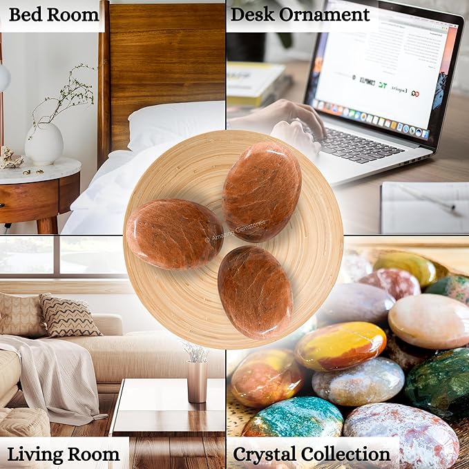 Amazing Gemstone Peach Moonstone Crystals and Healing Stones - Large Palm Stone Crystals Piedra - Crystal for Good Luck, Positive Energy, Meditation - Unique Stocking Stuffers and Gifts for Women, Men