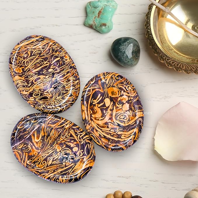 Amazing Gemstone Mariyam Jasper Worry Stone Crystals & Healing Stones - Worry Stones for Stress Relief Gifts - Piedra Crystal Fidget for Meditation - Unique Stocking Stuffers & Birthday Gifts