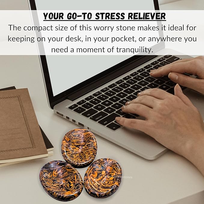 Amazing Gemstone Mariyam Jasper Worry Stone Crystals & Healing Stones - Worry Stones for Stress Relief Gifts - Piedra Crystal Fidget for Meditation - Unique Stocking Stuffers & Birthday Gifts
