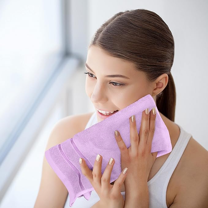 Utopia Towels 8 Piece Luxury Towel Set, 2 Bath, 2 Hand, and 4 Wash Cloths, 600 GSM Ring Spun Cotton, Highly Absorbent Viscose Stripe Towels, Ideal for Everyday use, Lavender