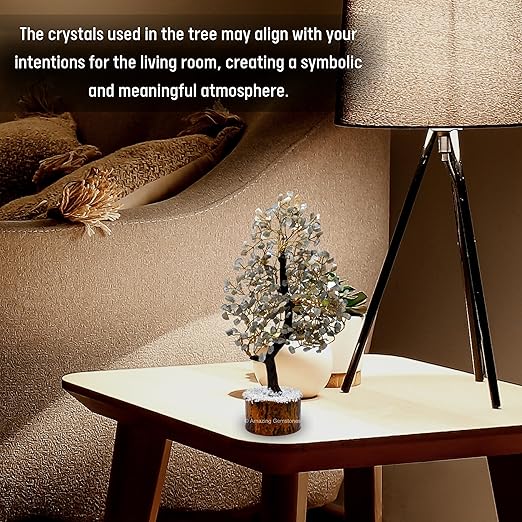 Amazing Gemstone Crystals and Healing Stones Birthday Gifts for Women - Grey Moonstone Crystal Tree of Life Home Decor Stocking Stuffers, Bookshelf, Room, Meditation Gift Mom, Unique Birthday Gifts