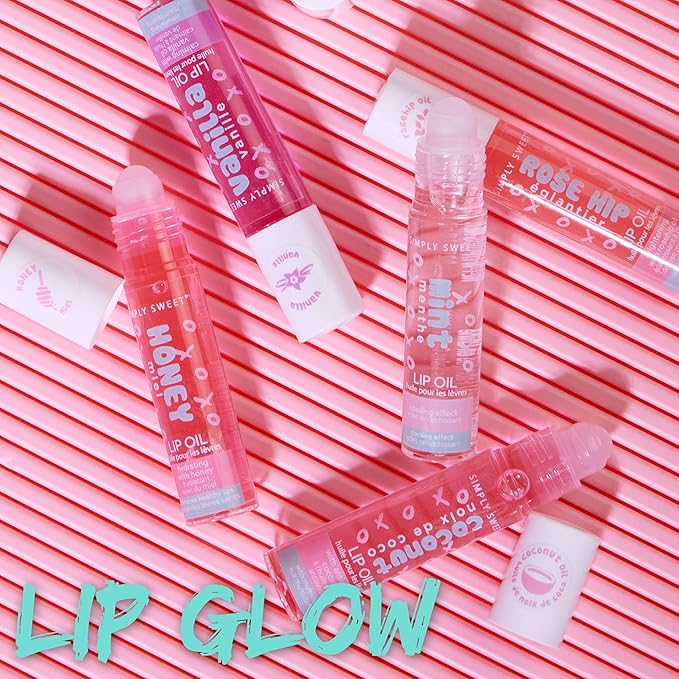 EXPRESSIONS 7pc Lip Oil Collection - High Shine Lip Glow w/Essential Oils, Hydrating Roll On Lip Oils Infused w/Essential Oils - Rollerball Lip Oils, Vitamin Enriched Lip Glow Oil Set