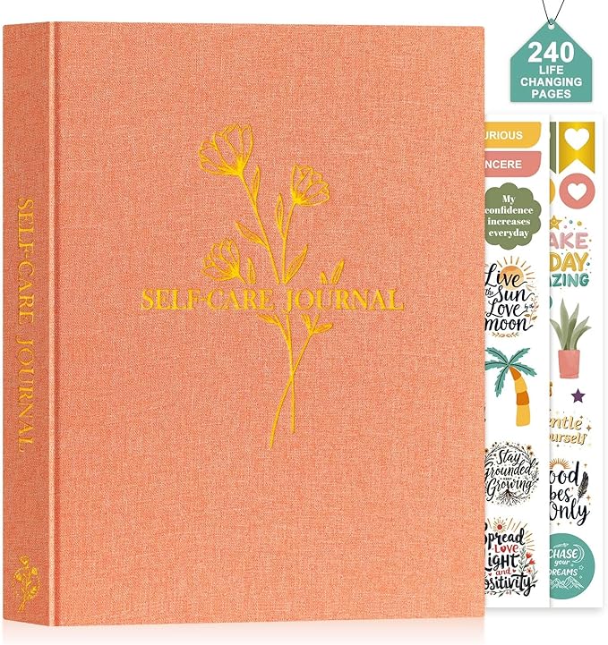 Lanpn Self Care Journal for Women, Self Love Guided Journals with Prompts, Daily Reflection Wellness & Gratitude Planner, 5 Minute Mental Health Notebook, Mindfulness Mood Log, 240 Pages, Brick Red