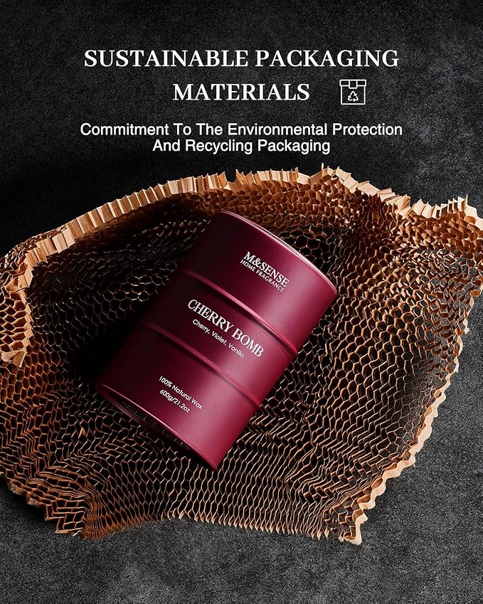 M&SENSE Cherry Bomb Scented Candles, Large Sweet Candle for Home Scented, Natural Soy Wax Candle, Candles Gifts for Women, 21.2 oz 120 Hours Burn