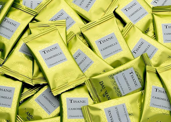 Dammann Freres Sachets, Chamomile Tea Bags, Premium Gourmet French Herbal Tea, Indiviudally Wrapped, 21 Count (Single Pack)