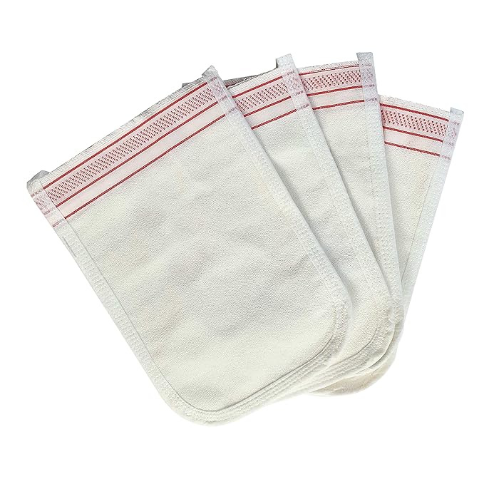 Turkish Exfoliating Gloves – Face & Body Exfoliation Mitts - Bath Hammam Spa Exfoliator Kese Glove - Body Scrub Glove to Remove Dead Skin – Brighten & Soften Skin – 4Pcs (White & Burgundy)