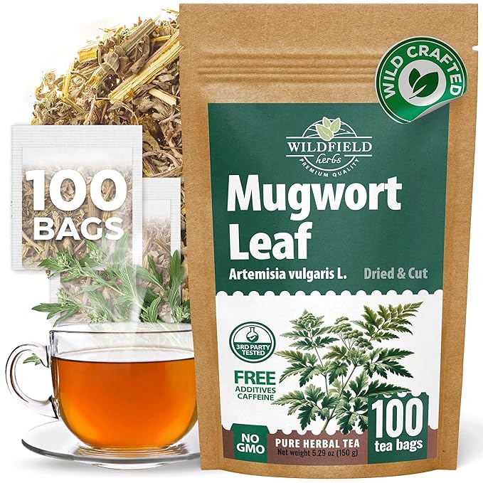 100 Bags Dried Mugwort Tea Mugwort Herb Dried Tea (Dried Artemisia Vulgaris Herb) - 100 Count 1.5g Bags Artemisa