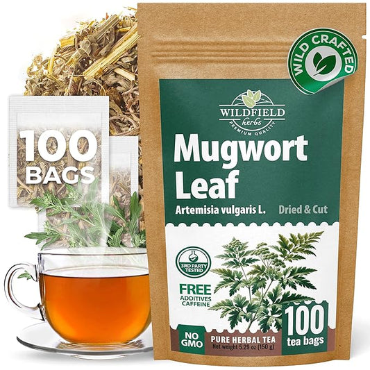 100 Bags Dried Mugwort Tea Mugwort Herb Dried Tea (Dried Artemisia Vulgaris Herb) - 100 Count 1.5g Bags Artemisa