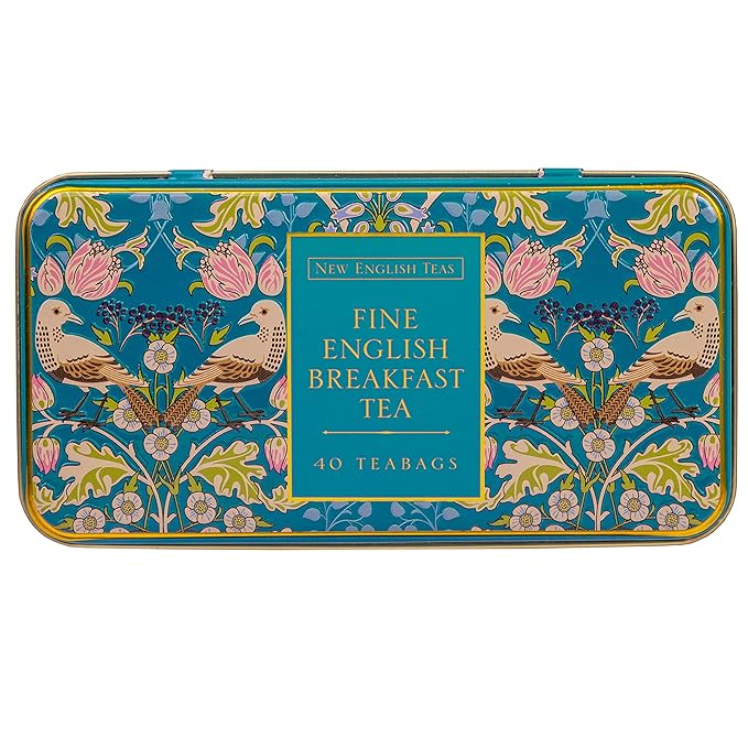 New English Teas Song Thrush & Berries Tea Tin with 40 English Breakfast Teabags