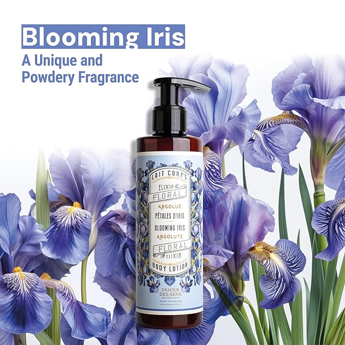 Panier des Sens β Iris Hand & Body Lotion for Dry Skin - Hydrating Body Cream for Women - Nourishing Fluid Body Moisturizer Shea Butter & Olive Oil - 97% Natural Ingredients Body Care - 8.45 Floz