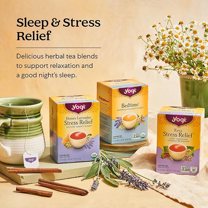 Yogi Tea Comforting Chamomile Tea - 16 Tea Bags per Pack (4 Packs) - Organic Chamomile Tea Bags - Supports a Good Night's Sleep & Occasional Stomach Discomfort - Made from Organic Chamomile Flower