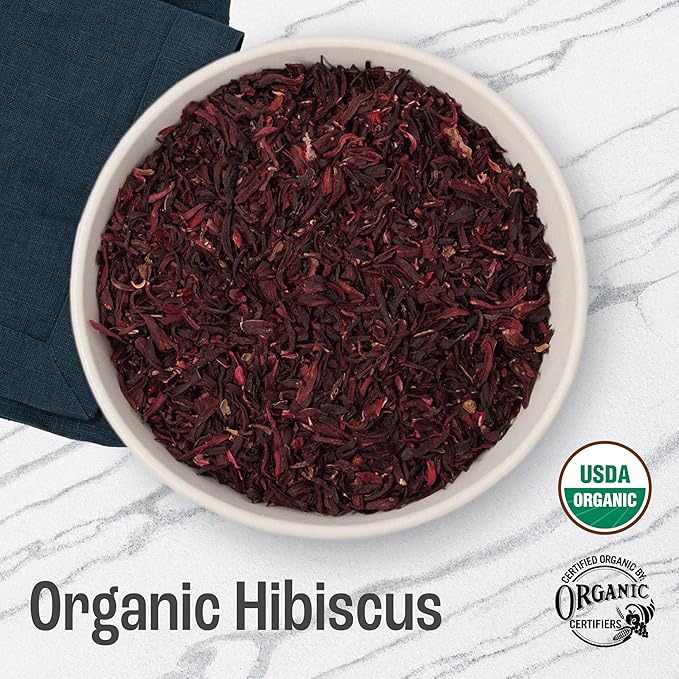 J Mac Botanicals, Organic Hibiscus Flower (4 ounce), Hibiscus tea, cut & sifted flowers, dried from Egypt, herbal tea leaves, Flor de Jamaica, edible