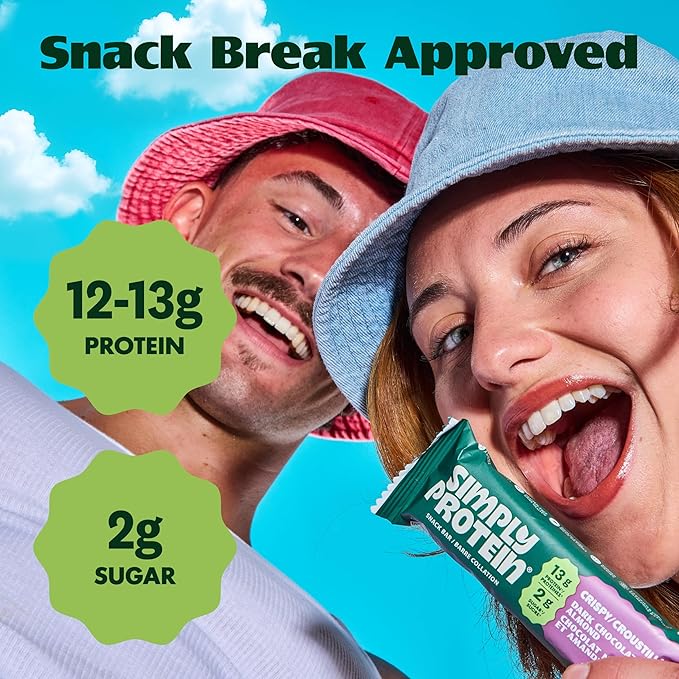 Simply Protein - Lemon Coconut Crispy Bars - Plant Based Protein Bars - Low Carb, Low Sugar, High Fiber - 13g Protein, 2g Sugar, 7g Fiber - Vegan, Gluten Free, Non GMO, Kosher - 32 Bars