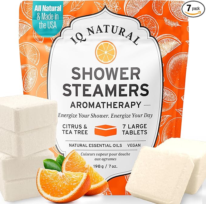 Citrus Shower Steamers Aromatherapy for Women- USA Made - Shower Bombs Aromatherapy for Women, Vapor Shower Tablets, Menthol Shower Scent Steamers Cold and Flu, Organic Shower Steamer