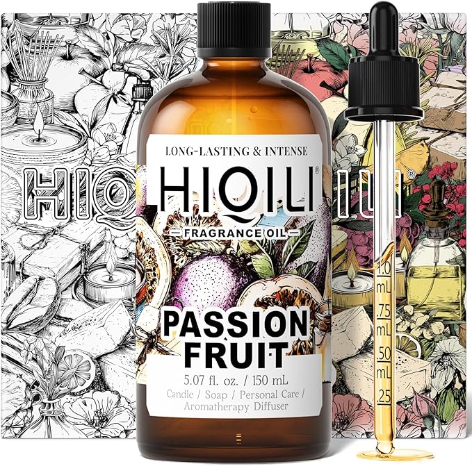HIQILI Passion Fruit Fragrance Oil for Home Diffuser, Oil Burner, Great for Soap, Candle & Perfume Making, Add to Body Lotion - 5.07 Fl Oz
