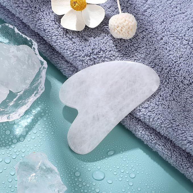 Guasha Tool for Face: White Jade Gua Sha Facial Tools - Gua Sha Stone for Face and Body Skin Massage - Guasha Jade Stone Scraping Massager for SPA Acupuncture, Therapy Trigger Point Treatment