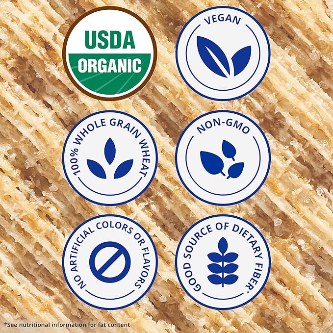 Triscuit Organic Original Whole Grain Wheat Crackers, Organic Crackers, Vegan Snacks, Bulk Lunch Snacks, 6 - 6.5 oz Boxes
