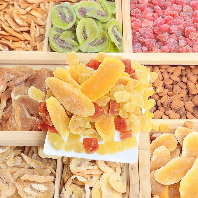 Anna and Sarah, Unsulphured Tropical Dried Fruit Mix Pineapple Tidbits, Mango Slice and Papaya Chunk, Un Non GMO - Gluten Free - High Fibers in Resealable Bag, 2 Lbs