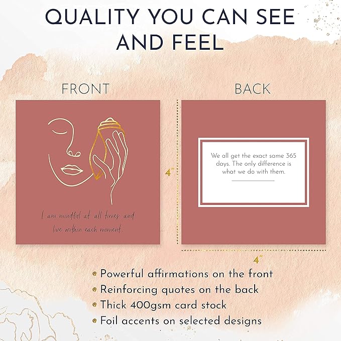 RYVE 52 Positive Affirmation Cards for Women – Mindfulness Prompts with Inspirational Quotes for Daily Motivation & Meditation – Inspirational and Daily Affirmations Cards, Inspirational Gifts