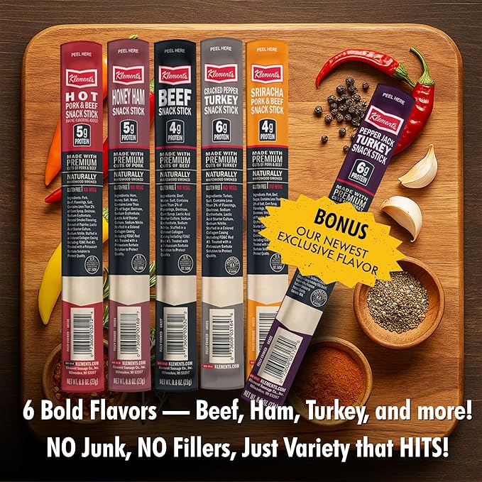 Jerky.com Jerky Gift Basket for Men | 30 Piece Meat Sticks Sampler with Beef Sticks, Pork, Ham, Sriracha, Turkey | High Protein, Low Carb, Keto Friendly Beef Jerky Snack Pack | Birthday Gifts for Men