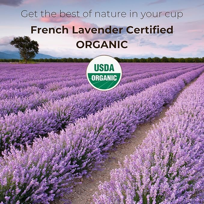 The French Touch French Lavender tea ORGANIC | 1.2g x 30 Pyramid Bags |100% Certified USDA Organic | Plant based tea bags | Select Premium Tea (French Lavender) | Caffeine-free