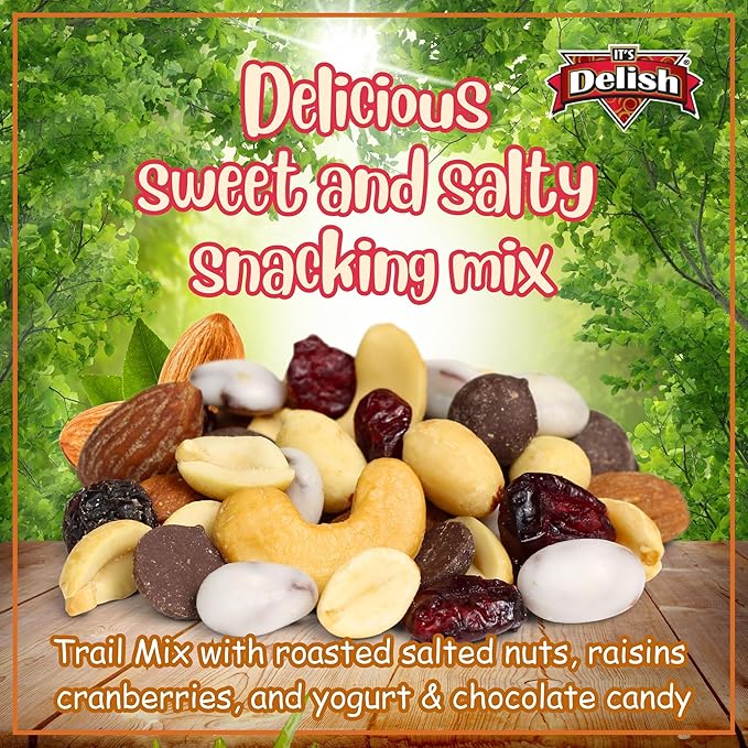 Deluxe Trail Mix with Greek Yogurt, Chocolate, Fruit and Nuts by Its Delish, 3 Lbs Bulk Bag | Healthy Mix of Greek Yogurt Coated Raisins & Dark Chocolate Chips, Sweet & Salty Snack | Kosher Dairy