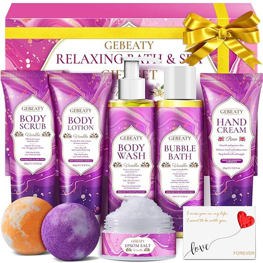 Spa Gifts for Women -Stress Relief Relaxing Body Wash & Bath Set,Christmas Gift for Mom Wife Her Sister Birthday Gifts,Unique Self Care Womens Gift Xams Stocking Stuffer Secret Santa Gifts for Women