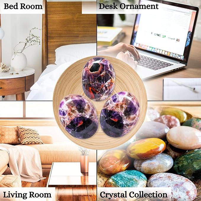 Dreamy Amethyst Crystals and Healing Stones - Large Palm Stone Crystals Piedra - Crystal for Good Luck, Positive Energy, Meditation - Unique Stocking Stuffers and Birthday Gifts for Women, Men