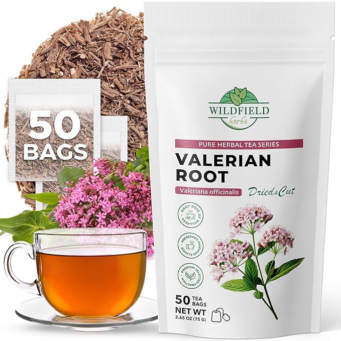 50 Bags Valerian Root Herb Valerian Root Tea Loose Leaf Herbal Tea (Rhizomata Cum Radicibus Valerianae) - 50 Count 1.5g Raíz Te De Valeriana
