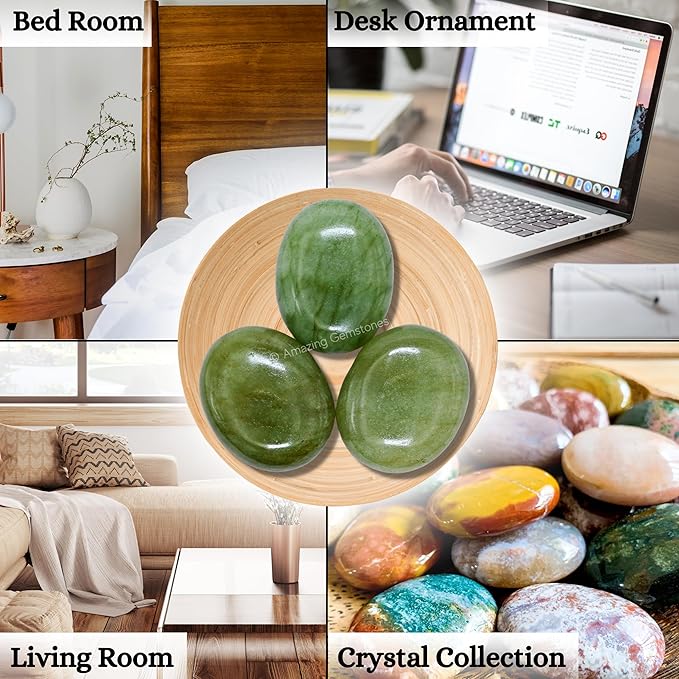 Amazing Gemstone Green Aventurine Crystals and Healing Stones - Large Palm Stone Crystals Piedra - Crystal for Good Luck, Positive Energy, Meditation - Unique Stocking Stuffers, Gifts for Women, Men