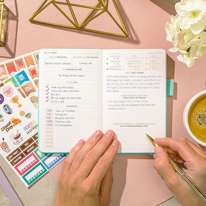 Clever Fox Self-Care Journal Pocket – Daily Reflection Notebook – Mental Health & Personal Development Planner, Meditation & Mood Log (Turquoise)