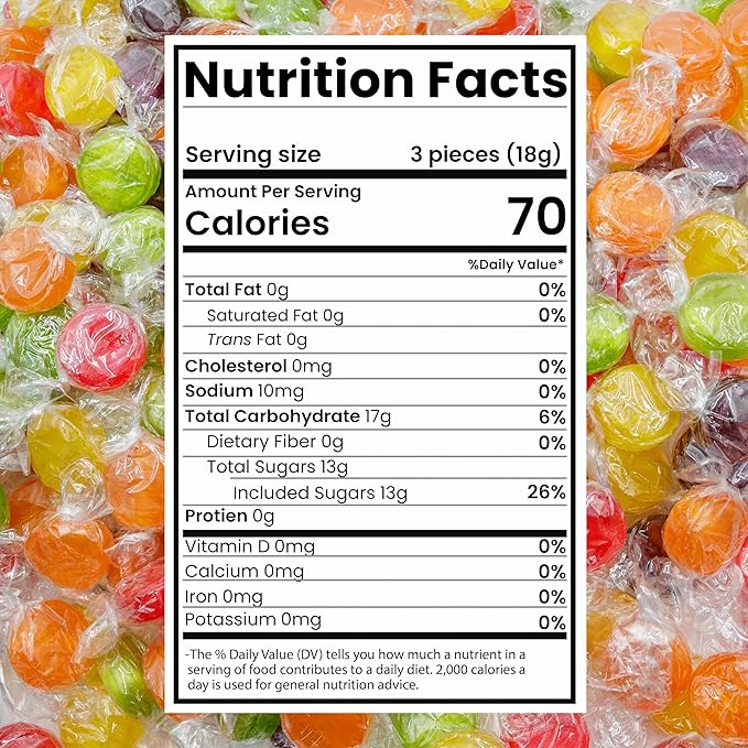 Assorted Fruit Buttons Hard Candy - 5 Pounds Approx 400 Pieces Assorted Candy - Holiday Candy Old Fashioned