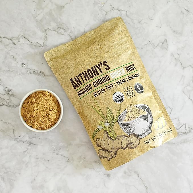 Anthony's Organic Ground Ginger Root, 1 lb, Gluten Free, Non GMO, Keto Friendly