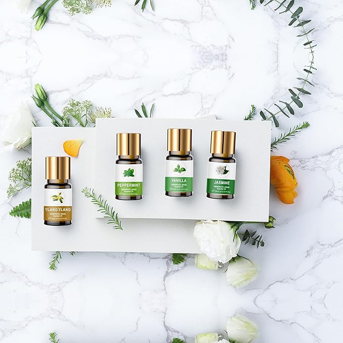 Essential Oils Set, 100% Organic Essential Oil, Lavender, Ylang Ylang, Tea Tree, Eucalyptus Scented Oil, Essential Oils for Diffusers for Home, Candle Making, Humidifiers (8)