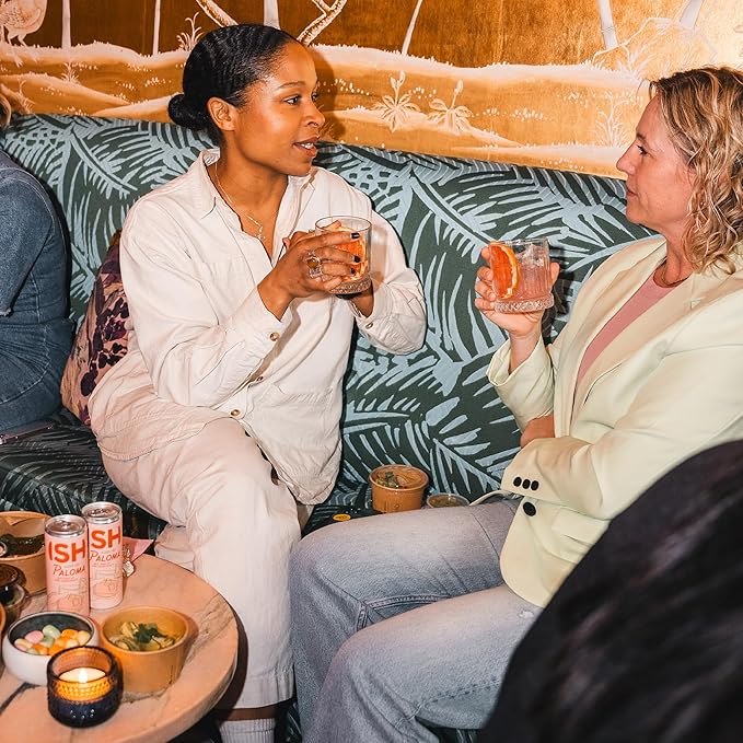 ISH Paloma, Non Alcoholic Canned Cocktail, Award Winning Non-Alcoholic Spirits, Gluten Free Mocktail Drinks with Pink Grapefruit, Lime and Mexican Blue Agave, Zero Proof Ready to Drink Cans, 4 Pack