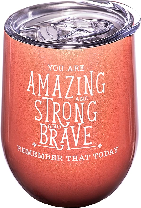 DIVERSEBEE Inspirational Thank You Gifts for Women, Best Friend, Sister, Wife, Girlfriend, Coworker, Mom, Encouragement Birthday Wine Gifts - Insulated Wine Tumbler with Lid (Coral)