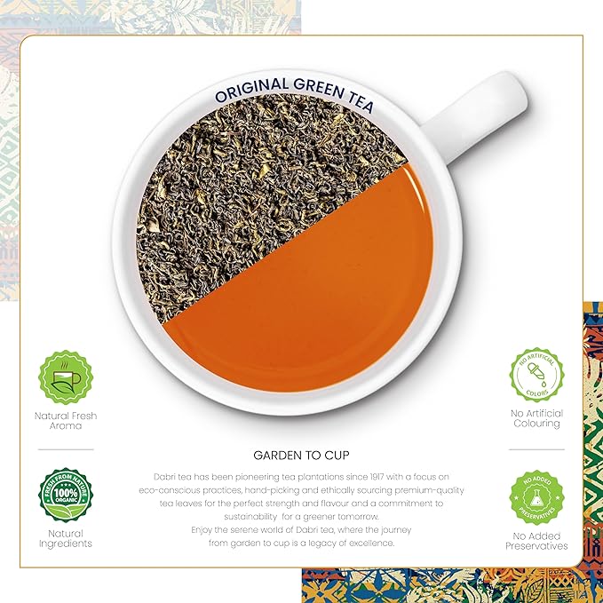 Dabri Detox Green Tea (16 Tea Bags) | fresh Natural flavoured long leaf green tea for good health (16 pyramid Tea bags)