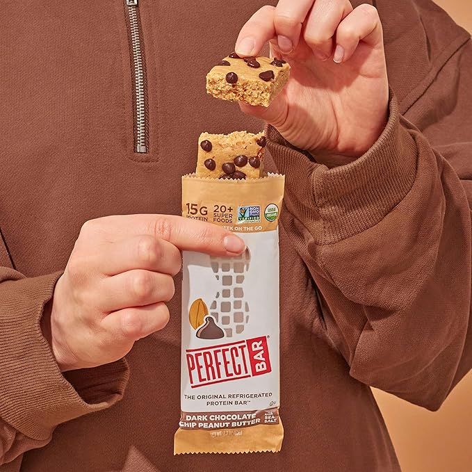 Perfect Bar Original Refrigerated Protein Bar, Dark Chocolate Chip Peanut Butter, 2.3 Ounce Bar, 8 Count (Pack of 3)