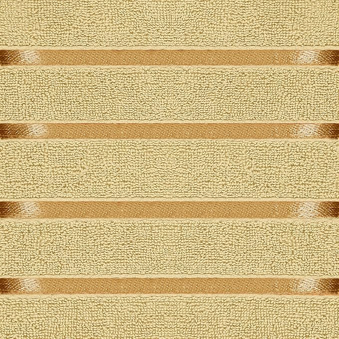 Utopia Towels 8 Piece Luxury Towel Set, 2 Bath, 2 Hand, and 4 Wash Cloths, 600 GSM Ring Spun Cotton, Highly Absorbent Viscose Stripe Towels, Ideal for Everyday use, Beige