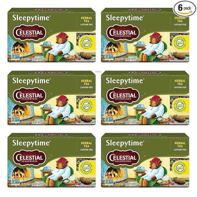 Celestial Seasonings Sleepytime Herbal Tea, Caffeine Free, 20 Tea Bags Box (Pack of 6)