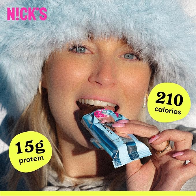 Nick’s Triple Chocolate Protein Bars – 12-Count Box | High Protein, Low Calories, Low Carbs, Keto Friendly, No Added Sugar