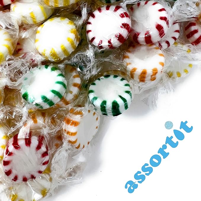 Halloween Fruit Flavored Hard Candy - 6 lbs - Apple, Strawberry, Lemon and Orange Flavored Disks Old School Classic Starlights - Bulk American Vintage Candy Assortment - Individually Wrapped, 96 oz.