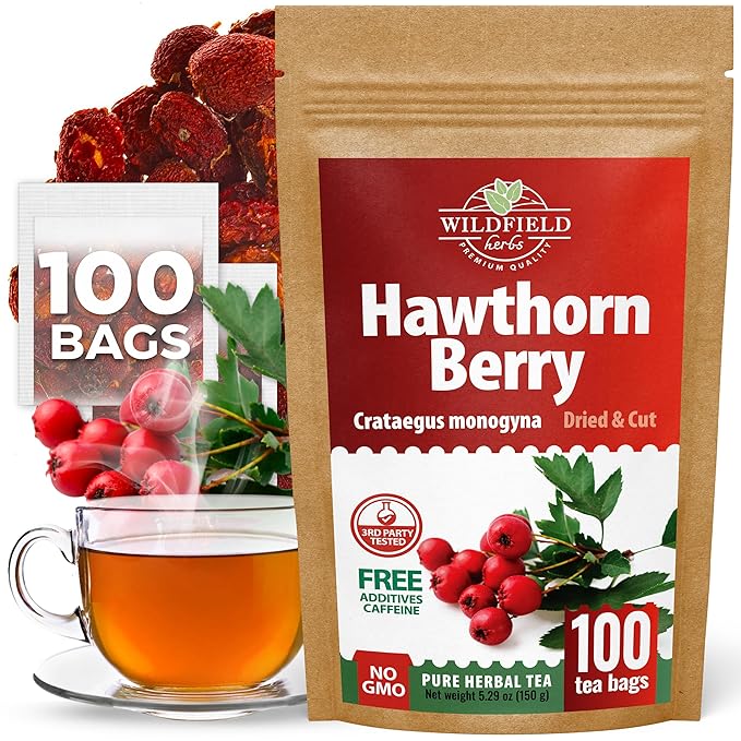 100 Bags Hawthorn Berry Herbal Tea (Crataegi fructus) – 100 Tea Bags 1.5g Hawthorn Fruit Espino Blanco