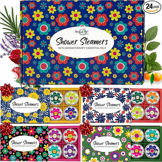 Shower Steamers for Women Gift Set – 24 Pack (4 Boxes of 6), Aromatherapy Shower Bombs w/Essential Oils, Relaxing Shower Melts, Perfect Spa Gift for Christmas, Stocking Stuffers for Women, Men, Teens