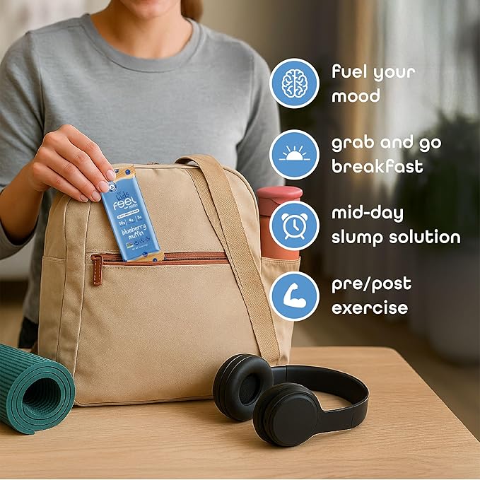 Feel Bar Minis – Kids Protein Bars | Blueberry Muffin | 10g Plant Protein | 100 Calories | No Added Sugar | + Daily Veggies | Gluten Free, No Nuts, No Soy, No Dairy, No Grains (12 Pack)