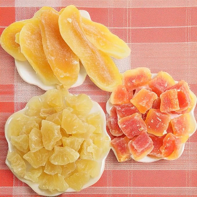 Anna and Sarah, Unsulphured Tropical Dried Fruit Mix Pineapple Tidbits, Mango Slice and Papaya Chunk, Un Non GMO - Gluten Free - High Fibers in Resealable Bag, 2 Lbs