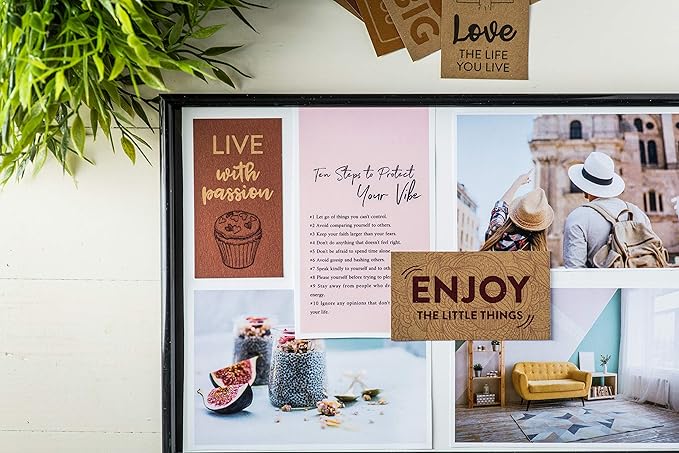 DIVERSEBEE 60 Pack Assorted Inspirational Kraft Cards - Motivational Kindness Mini Note Cards, Encouragement Affirmation Card Set, 60 Unique Motivational Quotes - Business Card Size (Kraft)